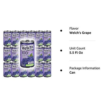 Welch’s Grape Juice 100% Juice, 5.5oz (Pack of 18, Total of 99 Oz)