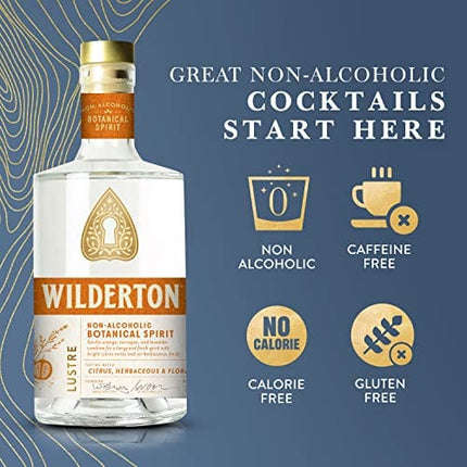 Wilderton Lustre Non Alcoholic Spirits - Botanical Spirit with Citrus, Herbaceous and Floral Notes - Zero Proof Alcohol Free Drinks - 25.4 fl oz
