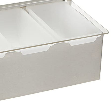 Winco 4 Comp Condiment Dispenser, Medium, Stainless Steel