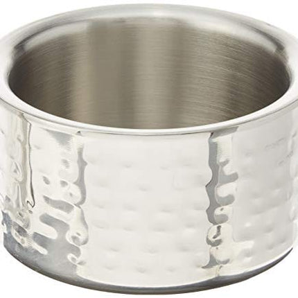 Winco Double Wall Wine Coaster, Satin Finish, Hammered, 5" Diameter, Silver