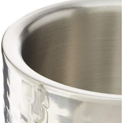 Winco Double Wall Wine Coaster, Satin Finish, Hammered, 5" Diameter, Silver