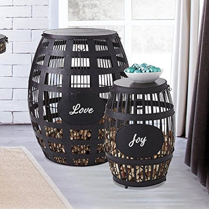 Wine Enthusiast Barrel Cork Catcher Side Table – Holds 2,000 Corks