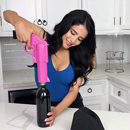 WineOvation Electric Gun Wine Opener (Silver) - Open your Wine Bottle fast and without hassle - Best Electronic Automatic Corkscrew for Gun Enthusiasts and Wine Lovers - Rechargeable Battery Operated