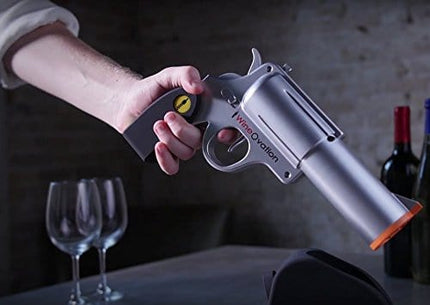 WineOvation Electric Gun Wine Opener (Silver) - Open your Wine Bottle fast and without hassle - Best Electronic Automatic Corkscrew for Gun Enthusiasts and Wine Lovers - Rechargeable Battery Operated