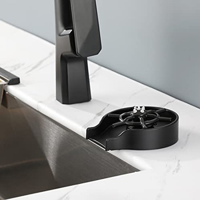 Glass Rinser for Kitchen Sink Matte Black, Kitchen Sink Replacement for Bar Sink, WiPPhs Cup Washer Sink Attachment, Bar Glass Rinser WI639BK