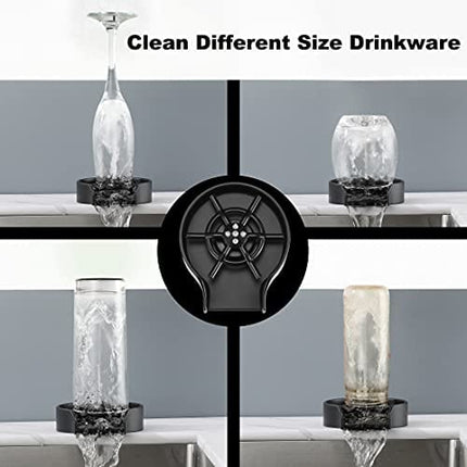 Glass Rinser for Kitchen Sink Matte Black, Kitchen Sink Replacement for Bar Sink, WiPPhs Cup Washer Sink Attachment, Bar Glass Rinser WI639BK