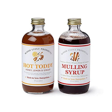 Wood Stove Winter Survival Cocktail Kit! Includes 8 Fl Oz Hot Toddy & 8 Fl Oz Mulling Syrup! All Natural Drink Mixes! Perfect Gifts For Family And Friends!