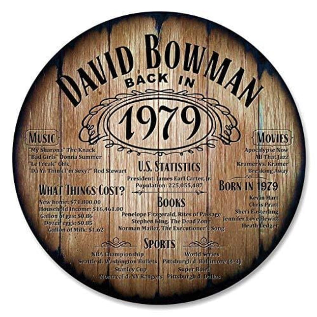 Personalized Birthday Gift or Wedding Anniversary Present, Party Decorations, Custom Wood Sign Inspired by Old Whiskey and Wine Barrels, Rustic Bar Home Decor for Men and Women