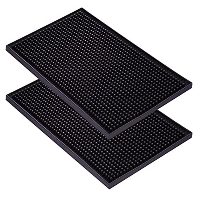 Bar Mat for Cocktail and Coffee Bar 12" x 18" Rubber Bar Service Spill Mat for Cocktail Bartender Set of 2 Coffee Bar or Countertop Mats Glass Drying Mat (2)