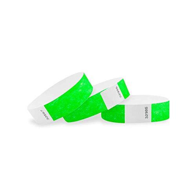 WristCo Neon Green 3/4" Tyvek Wristbands - 1000 Pack Paper Wristbands for Events