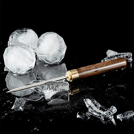 XINGJIANG 9" Ice Picks Stainless Steel Wooden Handle With Cover for Bars, Kitchen, Bartender,Picnics, Camping, And Restaurant (Dark Brown)