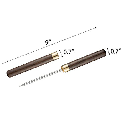 XINGJIANG 9" Ice Picks Stainless Steel Wooden Handle With Cover for Bars, Kitchen, Bartender,Picnics, Camping, And Restaurant (Dark Brown)