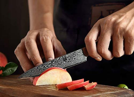 XINZUO 5 Inch Utility Knife 67 Layer Japanese Damascus Steel Kitchen Knife Fruit Knife Peeling Knife with PakkaWood Handle - Ya Series