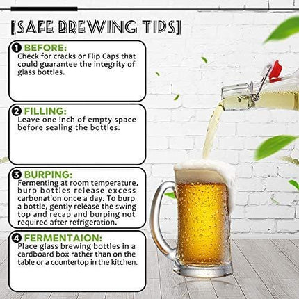 YEBODA Clear Glass Beer Bottles for Home Brewing with Easy Wire Swing Cap & Airtight Silicone Seal 16 oz- Case of 6