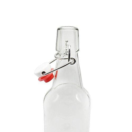YEBODA Clear Glass Beer Bottles for Home Brewing with Easy Wire Swing Cap & Airtight Silicone Seal 16 oz- Case of 6