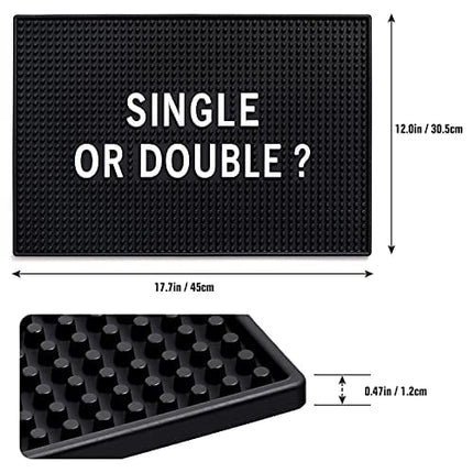Black Bar Mat for Home Bar Man Cave Decorations - 17.5'' x 11.8'' Heavy Duty Rubber Bar Service Spill Mat, Drip Mat for Countertop - Great Gift for Dad Son Husband Father’s Day