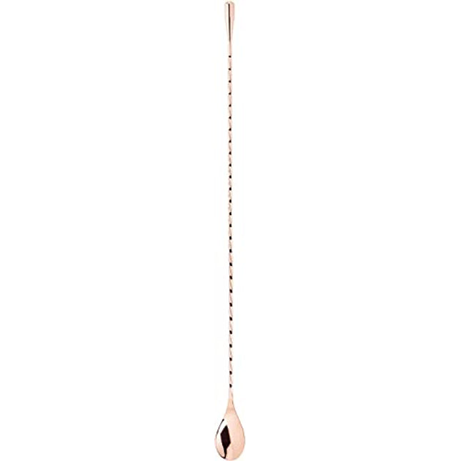 Copper Weighted 304 Stainless Steel Bar Cocktail Mixing Spoon - Beautiful Glass Bar Cocktail Mixer,Japanese Style Twisted Stem Handle, Teardrop Weight(15.7 In / 40cm)