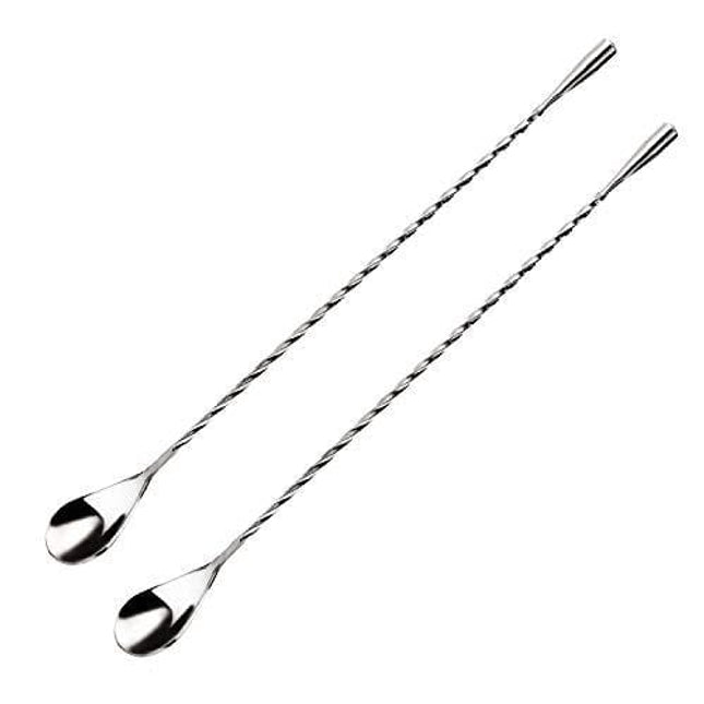 2-Pack 12 Inches Stainless Steel Bartender Mixing Spoon Cocktail Stirrers, Spiral Pattern Bar Spoon Stirring Spoon with Long Handle