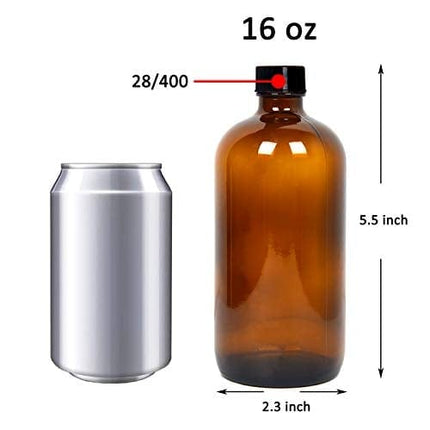 Youngever 3 Pack Empty Glass Bottles with Lids, Amber Glass Growlers 16 Ounce with Tight Seal Lids, Perfect for Secondary Fermentation, Storing Kombucha, Kefir, Glass Beer Growler (16 Ounce)