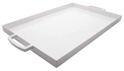Zak Designs, White Large Rectangle Meeme Melamine Serving Tray, Easy to Hold with Modular Design, Perfect Kitchen Dinnerware for Indoor/Outdoor Activities