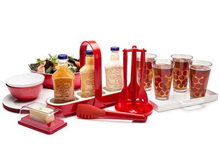 Zak Designs, White Large Rectangle Meeme Melamine Serving Tray, Easy to Hold with Modular Design, Perfect Kitchen Dinnerware for Indoor/Outdoor Activities