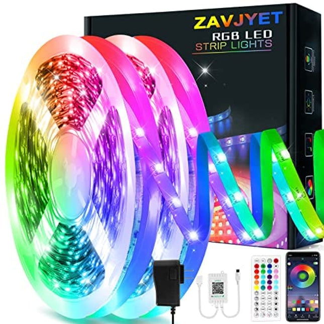 100ft Led Strip Lights, 2 Rolls of 50ft RGB 5050 APP Control Color Changing Music Sync Led Light Strip with 44 Keys Remote, Led Rope Lights for Bedroom, Living Room Home TV Party Decoration