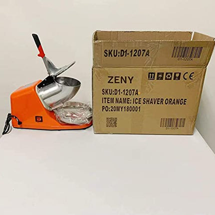 ZENY Electric Ice Crushers 300W 2000r/min w/Stainless Steel Blade Shaved Ice Snow Cone Maker Kitchen Machine (Orange)