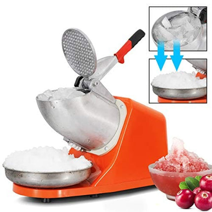 ZENY Electric Ice Crushers 300W 2000r/min w/Stainless Steel Blade Shaved Ice Snow Cone Maker Kitchen Machine (Orange)