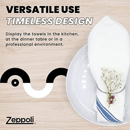 Zeppoli Classic Kitchen Towels 15-Pack - 100% Natural Cotton Kitchen Dish Towels-Reusable Cleaning Cloths - Blue Dish Towels for Kitchen - Super Absorbent - Machine Washable Hand Towels - 14” x 25”