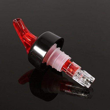 Measure Liquor Pourer, Plastic Measured Liquor Pourer 1 OZ Auto Measuring Shot Chamber Pourer Pour Spout Stopper for Liquor Wine (Red, pack of 12)