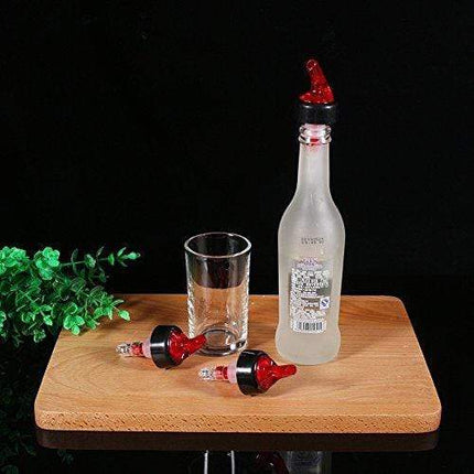 Measure Liquor Pourer, Plastic Measured Liquor Pourer 1 OZ Auto Measuring Shot Chamber Pourer Pour Spout Stopper for Liquor Wine (Red, pack of 12)