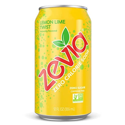 Zevia Zero Calorie Soda, Lemon Lime Twist, 12 Ounce Cans (Pack of 24)