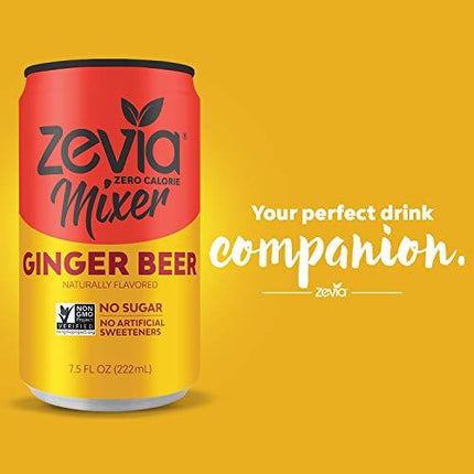 Zevia Ginger Beer, 7.5oz (Pack of 12) Zero Calories or Sugar, Naturally Sweetened with Stevia Leaf Extract , A Perfect Drink Mixer