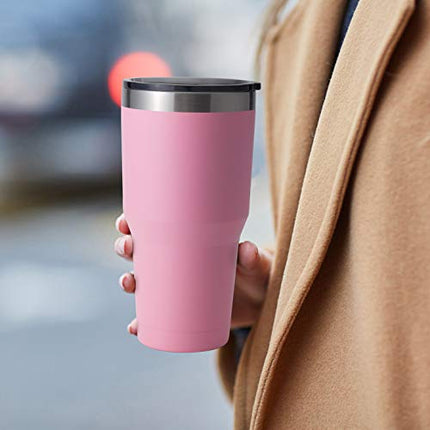 Zibtes 30oz Insulated Tumbler With Lids and Straws, Stainless Steel Double Vacuum Coffee Tumbler Cup, Powder Coated Travel Mug for Home, Office, Travel, Party (Black 1 pack)