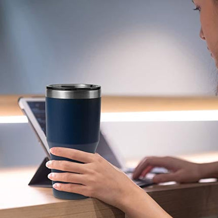 Zibtes 30oz Insulated Tumbler With Lids and Straws, Stainless Steel Double Vacuum Coffee Tumbler Cup, Powder Coated Travel Mug for Home, Office, Travel, Party (Black 1 pack)