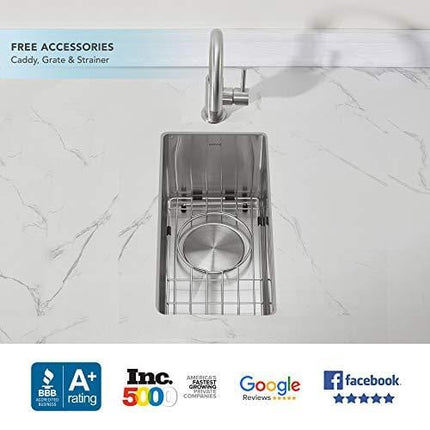 Modena Undermount Bar and RV Sink, 16-Gauge Stainless Steel (10 x 18 Trough)