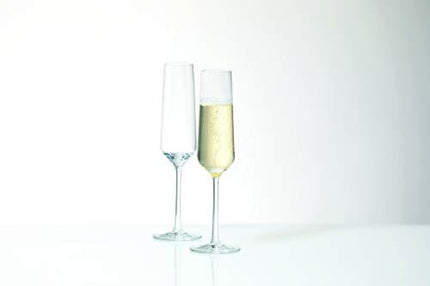 Schott Zwiesel Tritan Crystal Glass Pure Stemware Collection Champagne Flute with Effervescence Points, 7.3-Ounce, Set of 6