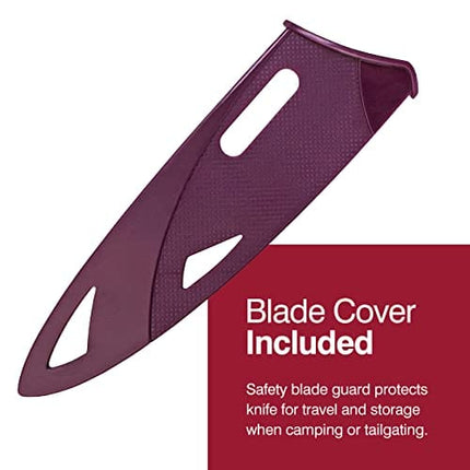 Zyliss Utility Paring Kitchen Knife with Sheath Cover - Stainless Steel Kitchen Knife Perfect for Cutting Meat, Vegetables and Fruit - 5.5-Inch, Purple