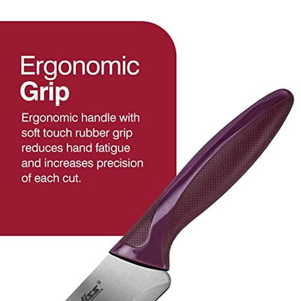 Zyliss Utility Paring Kitchen Knife with Sheath Cover - Stainless Steel Kitchen Knife Perfect for Cutting Meat, Vegetables and Fruit - 5.5-Inch, Purple