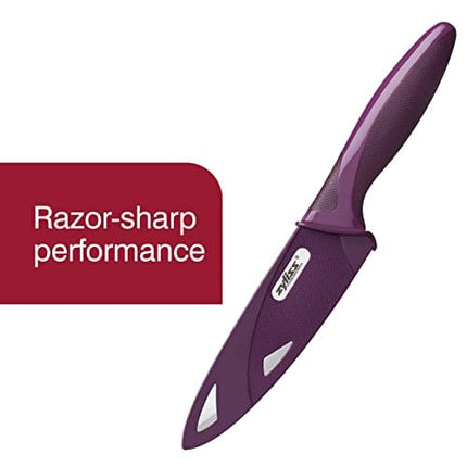 Zyliss Utility Paring Kitchen Knife with Sheath Cover - Stainless Steel Kitchen Knife Perfect for Cutting Meat, Vegetables and Fruit - 5.5-Inch, Purple